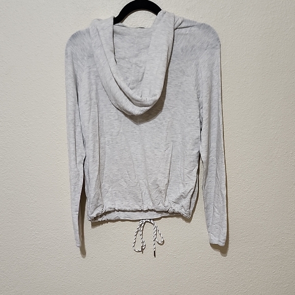 Monrow Gray Tie Front Long Sleeve Hoodie - Picture 9 of 11